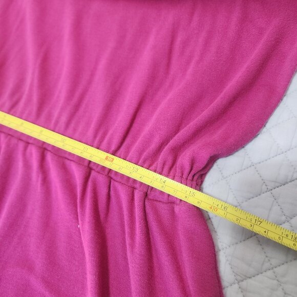 Vintage LL Bean Pink Cotton Jersey Henley Dress with Pockets Size L - Picture 8 of 9